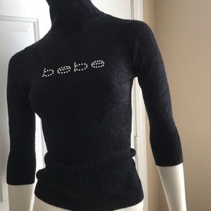BEBE Black turtleneck Sweater Bebe logo Sz M